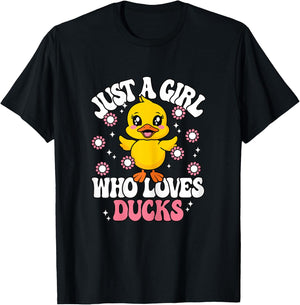 Just A Girl Who Loves Ducks Cute Duck Girls Kids T-Shirt - T-Shirt | Black