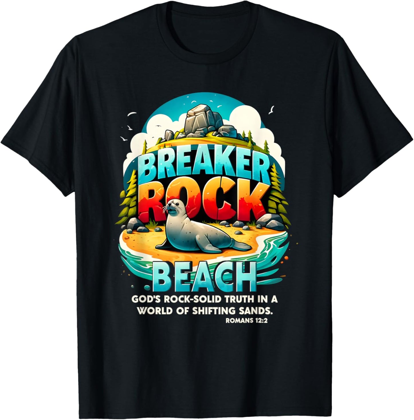 Breaker Rock Beach God's Rock-Solid Truth Christian VBS 2024 T-Shirt - T-Shirt | Black