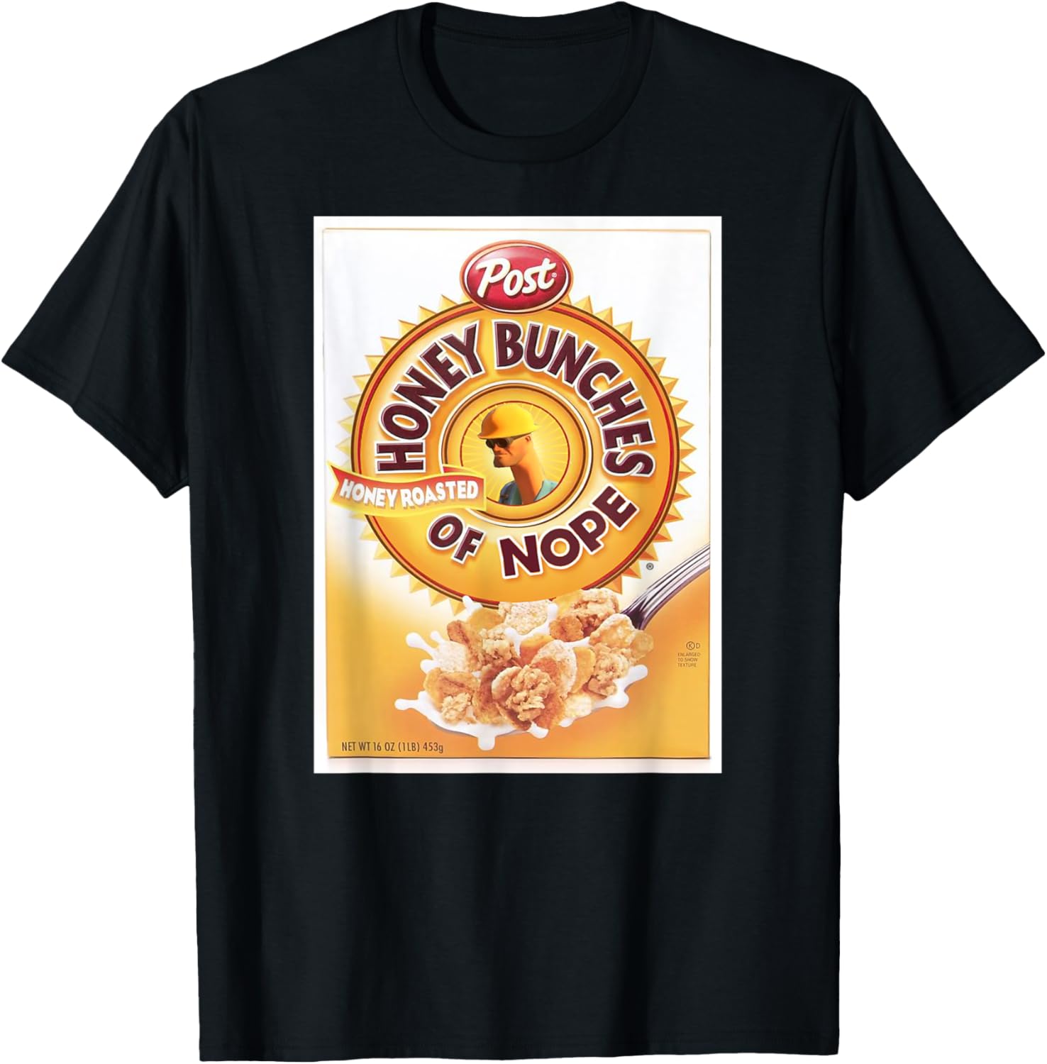 Honey Bunches of Nope Cereal Funny Graphic T- Shirt T-Shirt - T-Shirt | Black