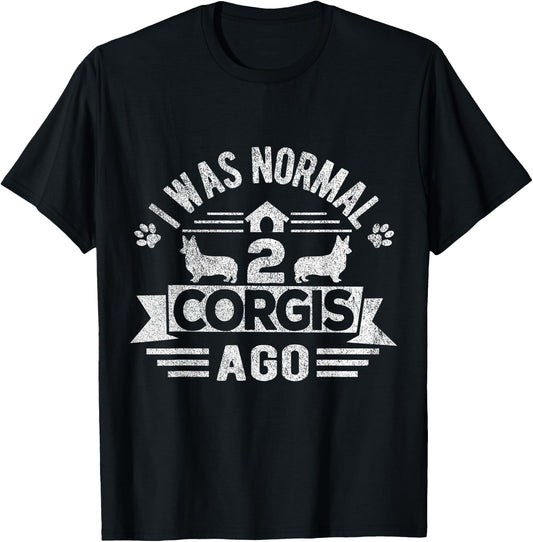 Funny 2 Corgis Dog Owner Corgi Mom Corgi Dad Retro Vintage T-Shirt - T-Shirt | Black