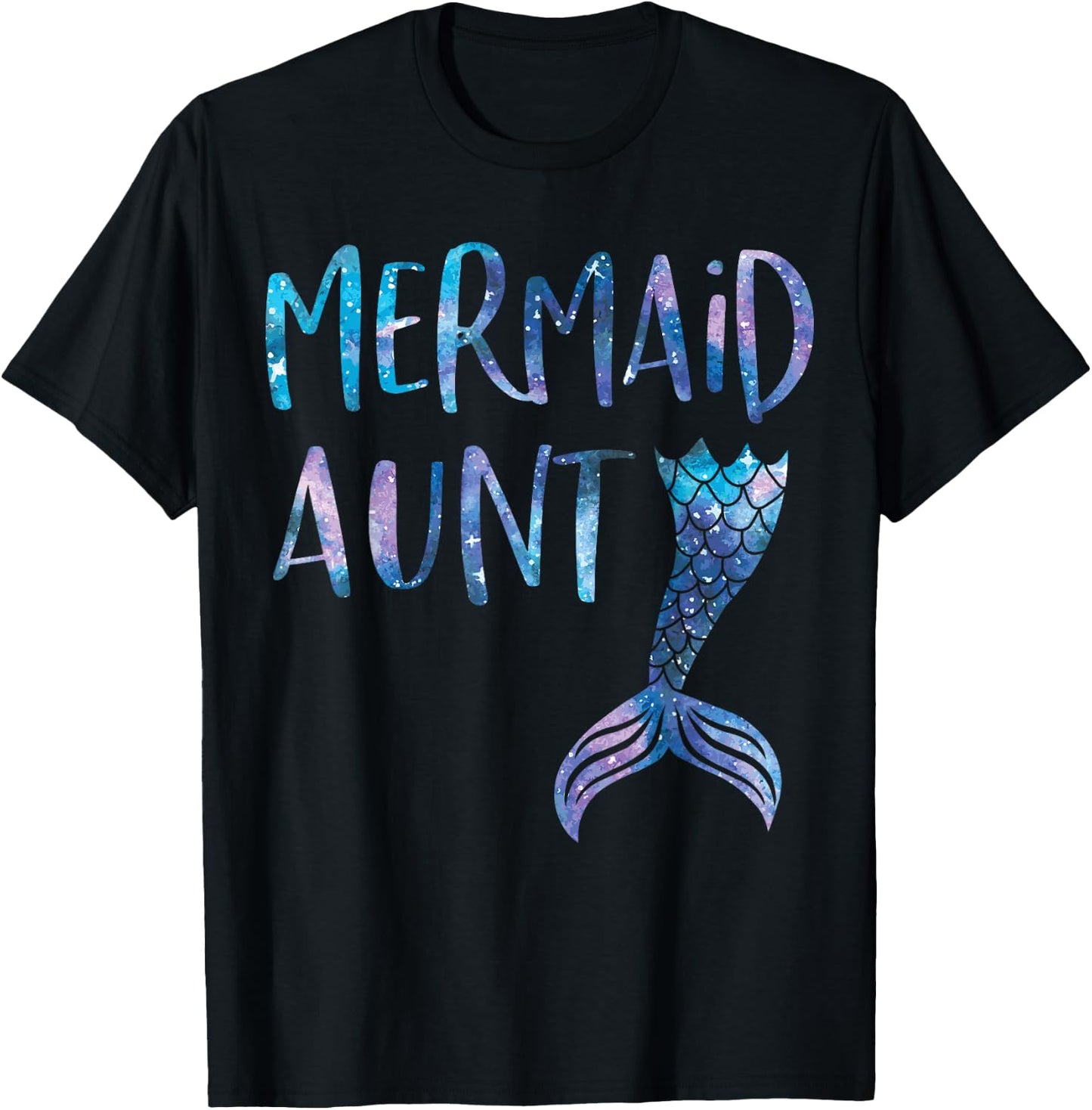 Mermaid Aunt Tail Matching Mermaid Squad Birthday Party T-Shirt - T-Shirt | Black