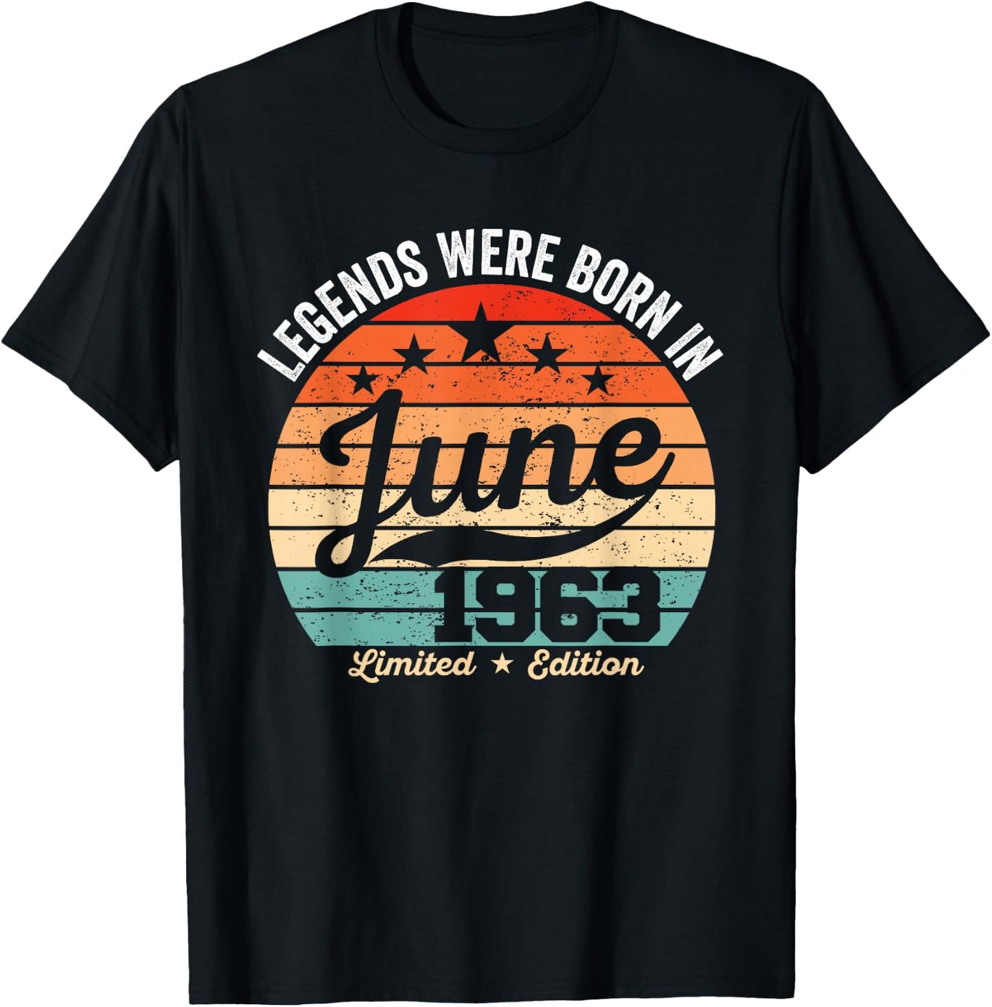 Vintage 63rd Birthday Legends were Born in June 1963 T-Shirt - T-Shirt | Black