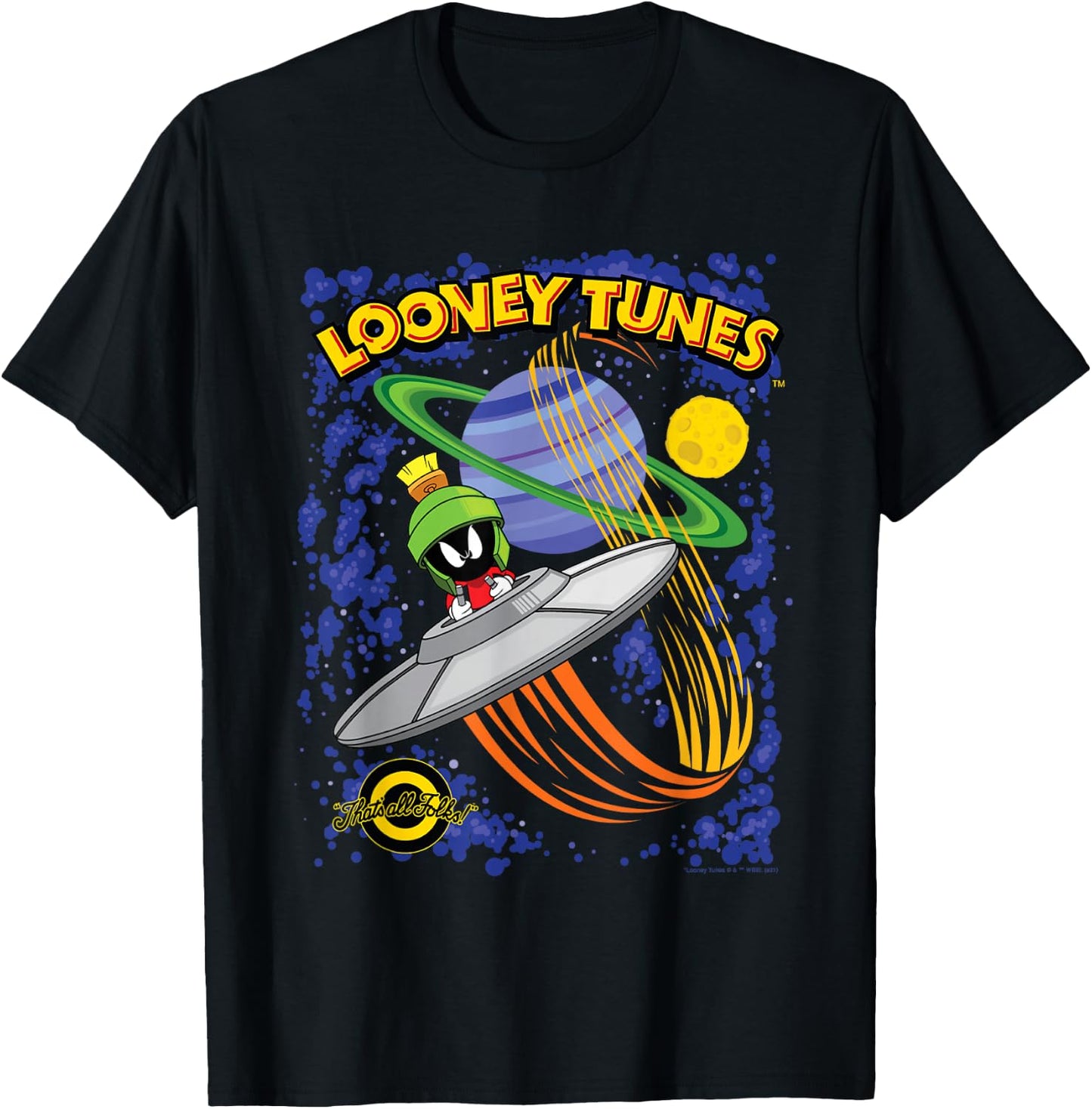 Looney Tunes Marvin The Martian That's All Folks! T-Shirt - T-Shirt | Black