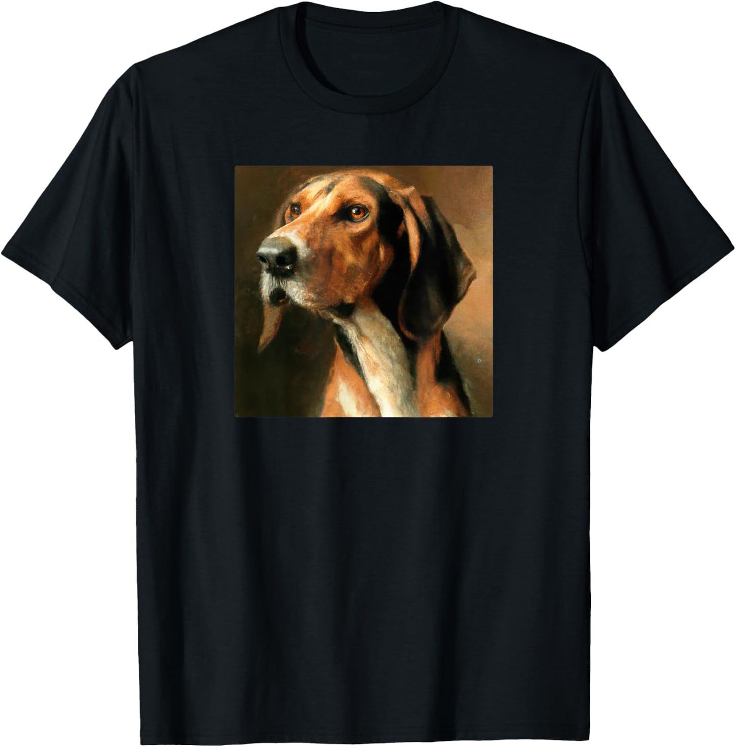 American English Coonhound Portrait Style T-Shirt - T-Shirt | Black