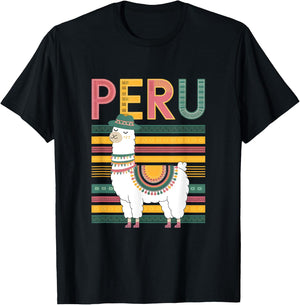 Cute Peruvian Llama from Peru - Fun Peru Design T-Shirt - T-Shirt | Black