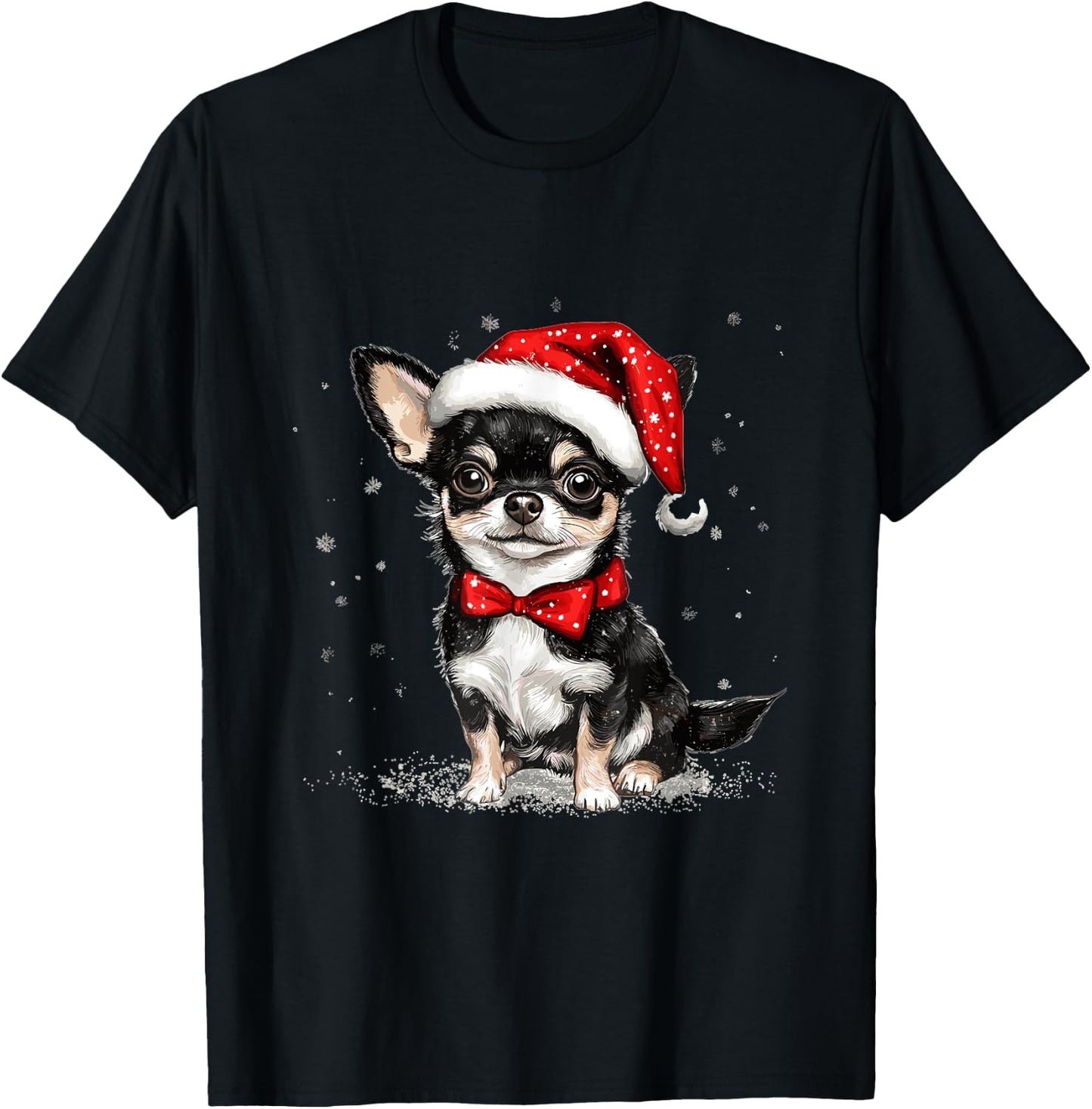Dog Chihuahua Chiwawa Christmas , Black, S T-Shirt - T-Shirt | Black