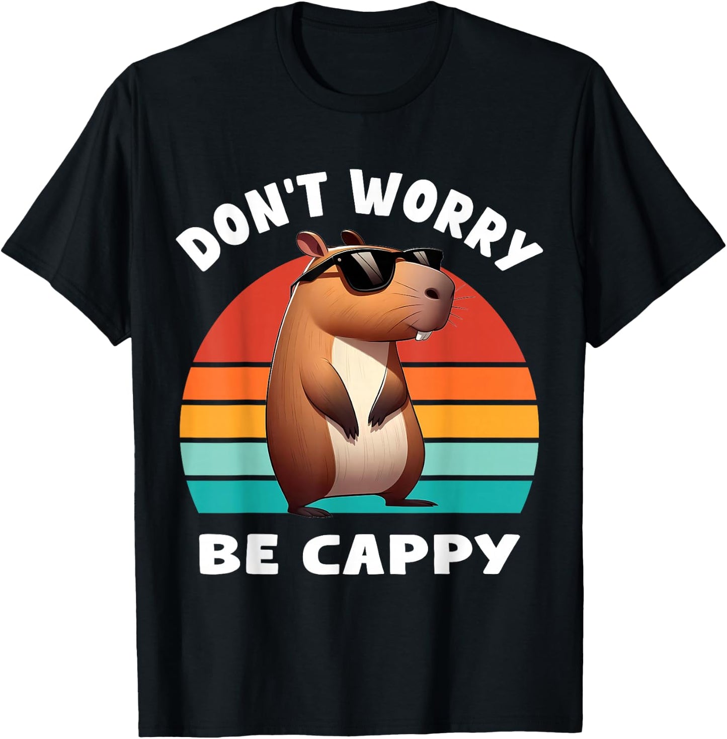 Capybara Capybara Rodent Dont Be Worry Be Capy Retro Funny Capybara , Black, S T-Shirt - T-Shirt | Black