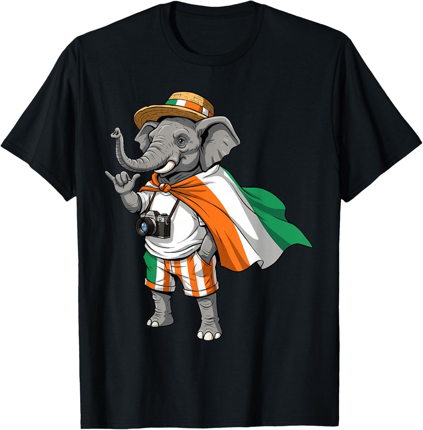 Ivory Coast Flag Elephant Cote D'Ivoire Ivorian Roots T-Shirt - T-Shirt | Black