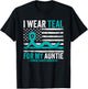 I Wear Teal For My Auntie Cervical Cancer Awareness US Flag T-Shirt - T-Shirt | Black