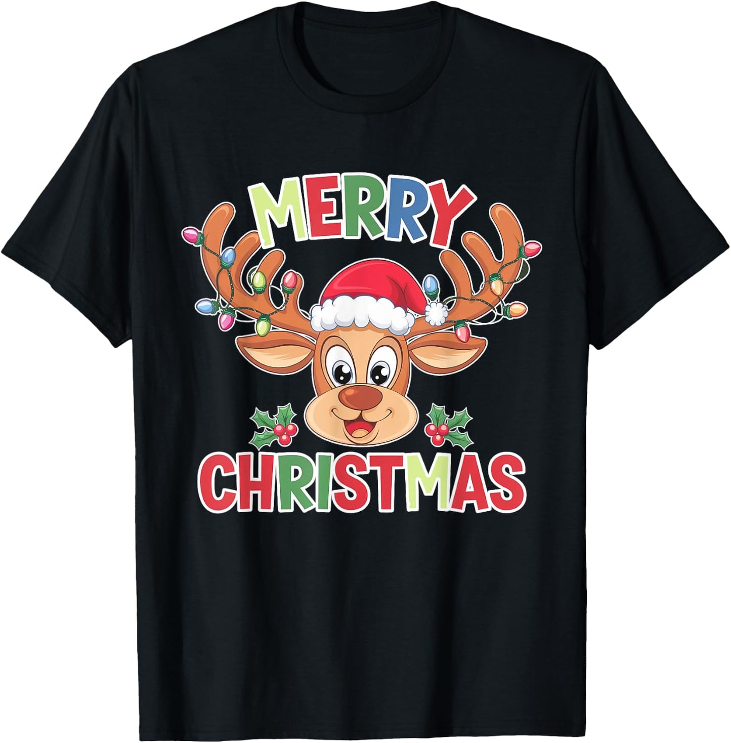 Merry Christmas Reindeer Xmas Family Men Women T-Shirt - T-Shirt | Black