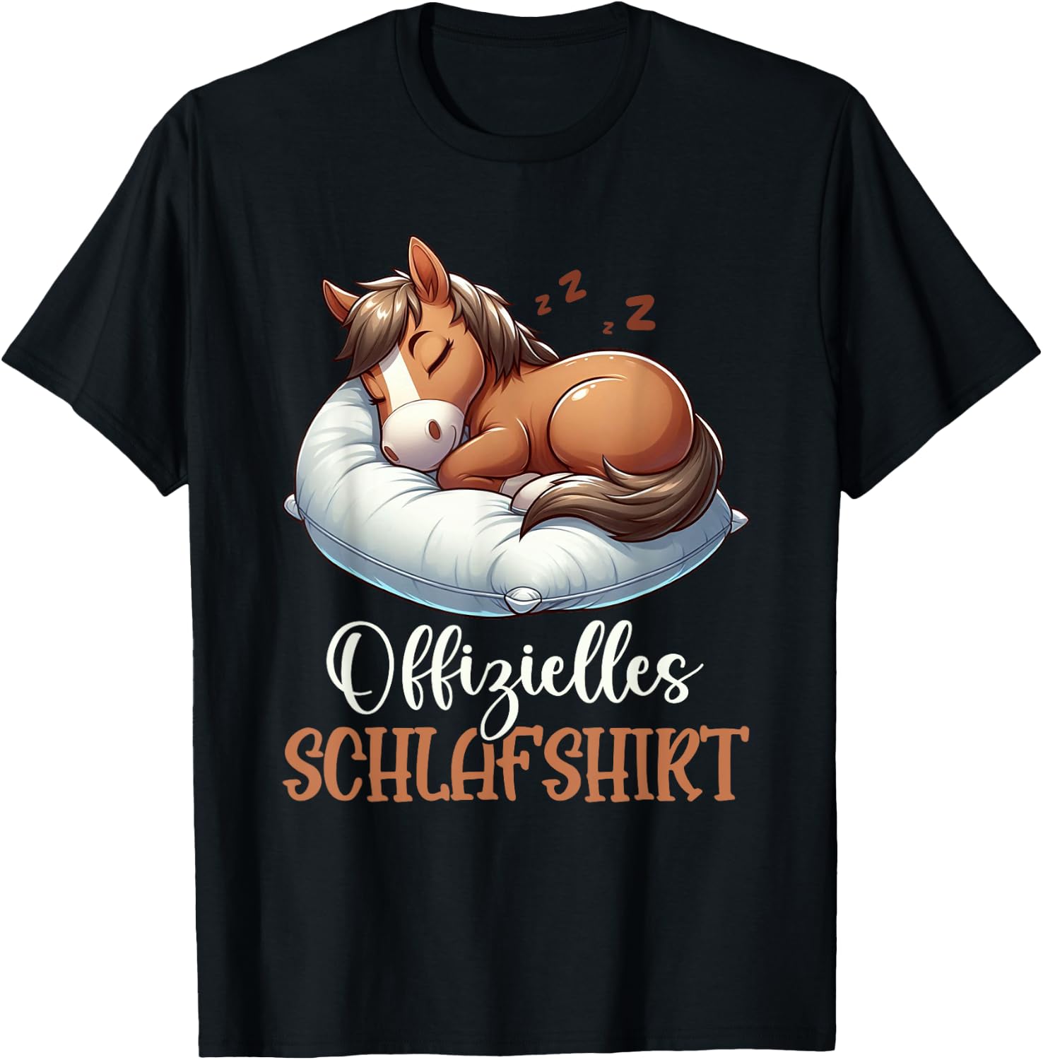 Official Sleep Shirt Funny Horse Pyjamas Short Sleeve , black T-Shirt - T-Shirt | Black