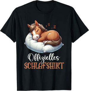 Official Sleep Shirt Funny Horse Pyjamas Short Sleeve , black T-Shirt - T-Shirt | Black