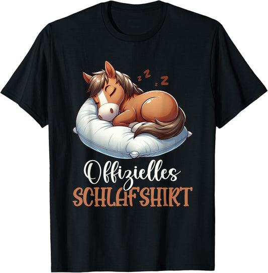 Official Sleep Shirt Funny Horse Pyjamas Short Sleeve , black T-Shirt - T-Shirt | Black
