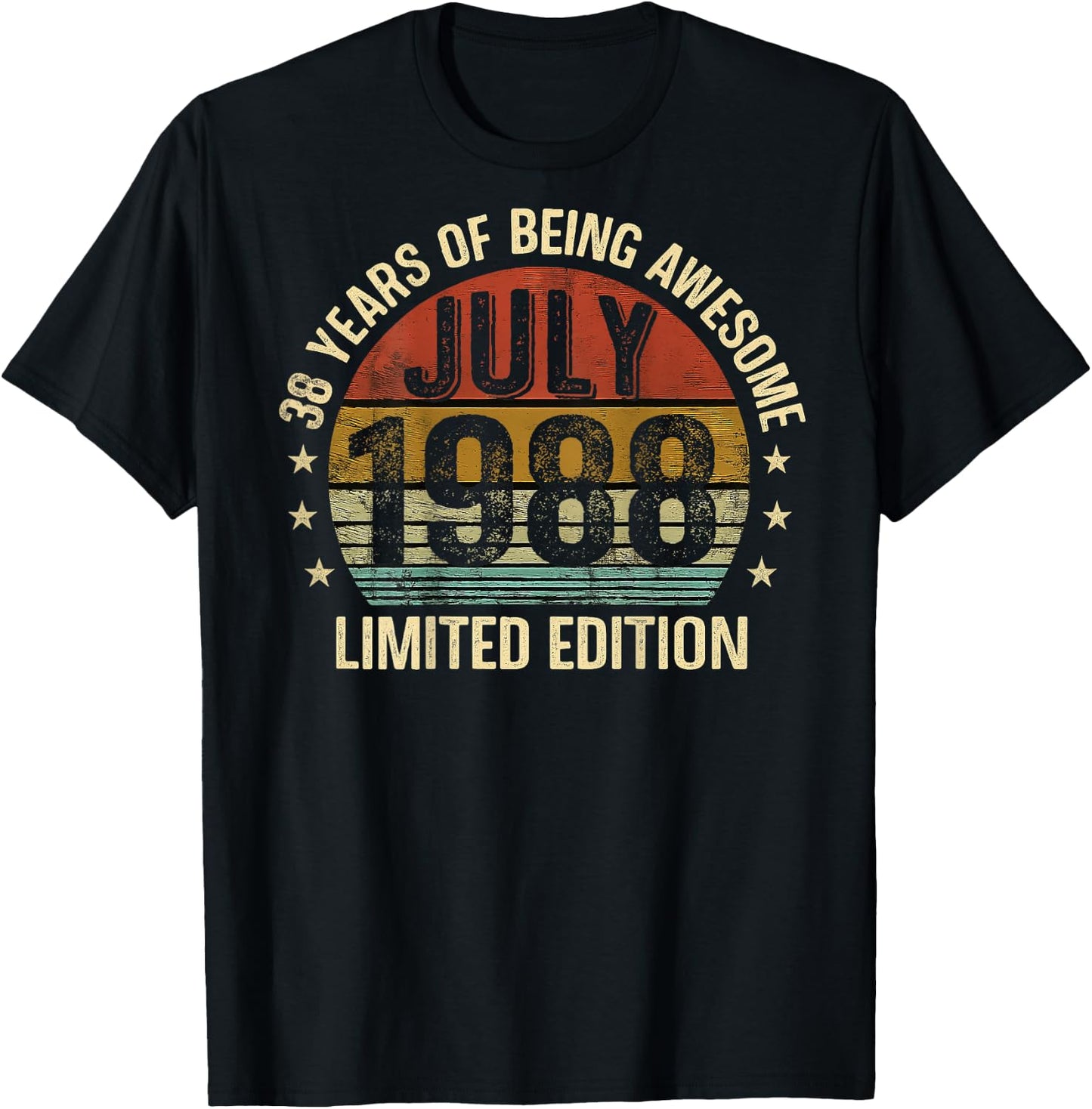 (ON Back) July Birthday 1988 Limited Edition Vintage 38th T-Shirt - T-Shirt | Black