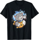 Lucky Gray Maneki-Neko Cat with a Taiyaki T-Shirt - T-Shirt | Black