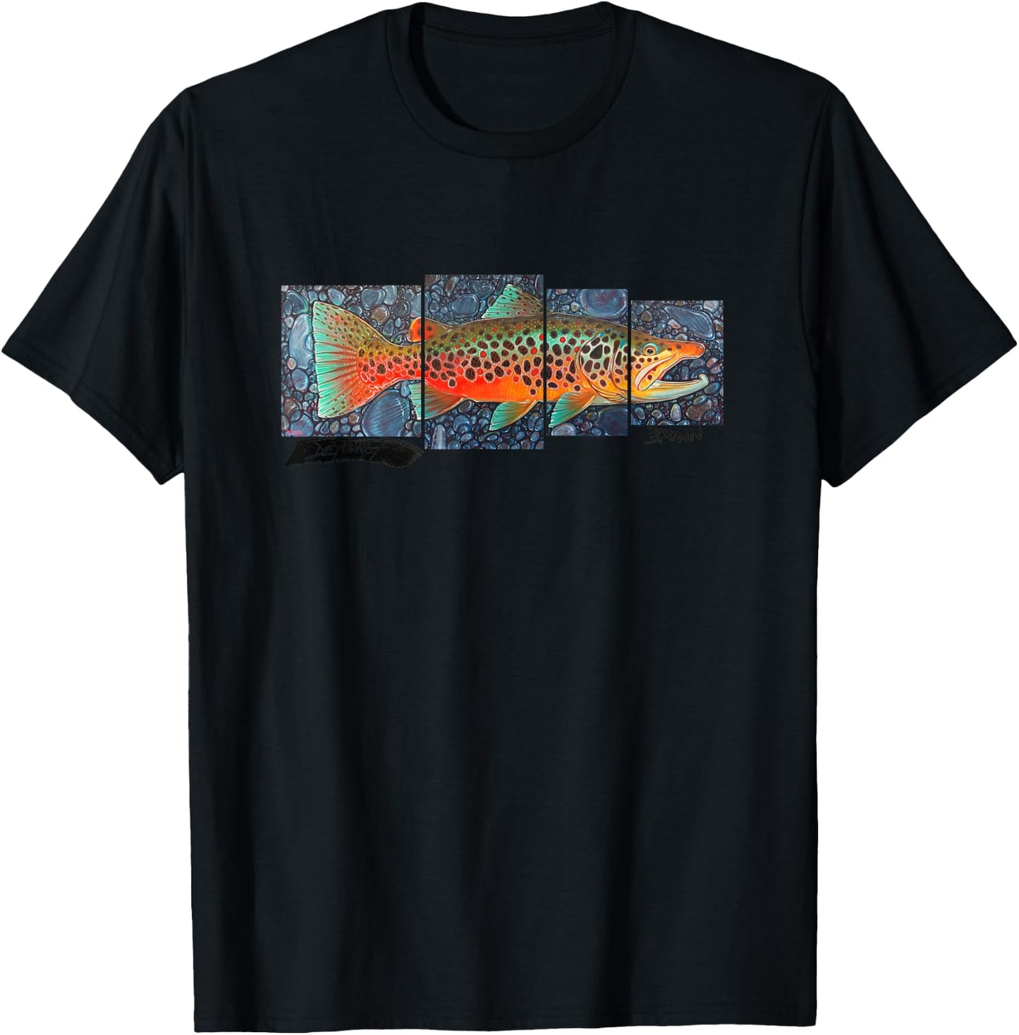 Brown Trout Fish Art Derek DeYoung Fisherman Gift T-Shirt - T-Shirt | Black