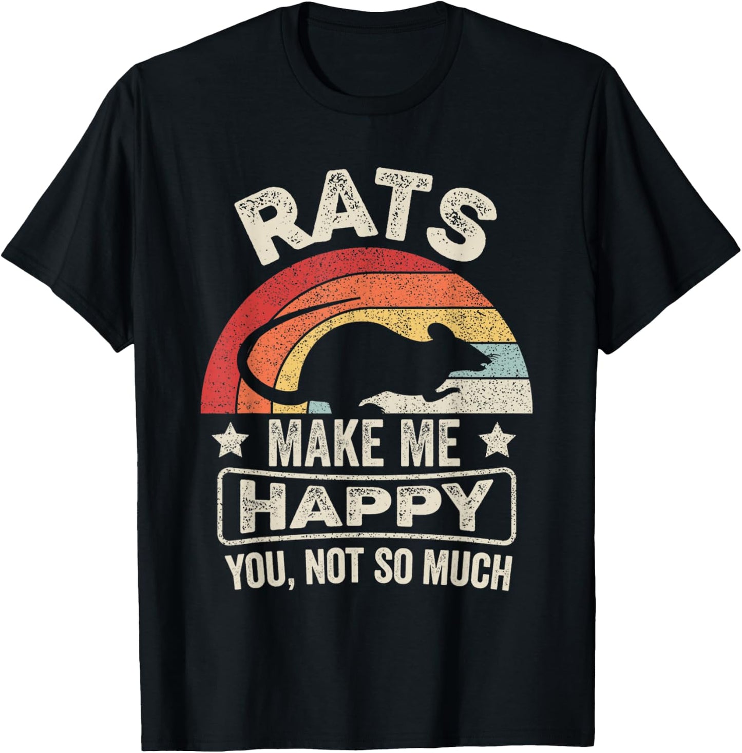 Retro Rats Make Me Happy You Not So Much Rat Lover T-Shirt - T-Shirt | Black