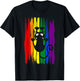 Clawing Black Cat on Rainbow Funny LGBTQ+ Pride T-Shirt - T-Shirt | Black