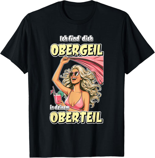 Obergeil Malle Party, Malle Hit 2024, Glück Isi , black T-Shirt - T-Shirt | Black
