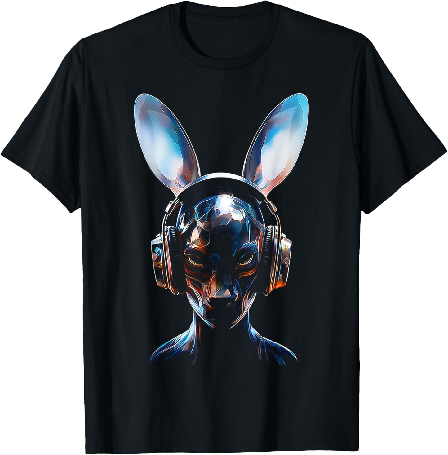 Anime Headphone Art Graphic Human Rabbit Anime T-Shirt - T-Shirt | Black