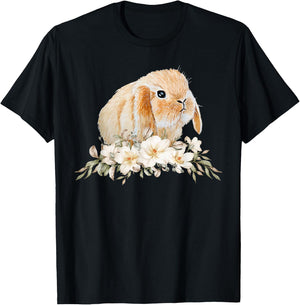 Rabbit Face Cute Bunny Lover Holland Lop bunny apparel T-Shirt - T-Shirt | Black