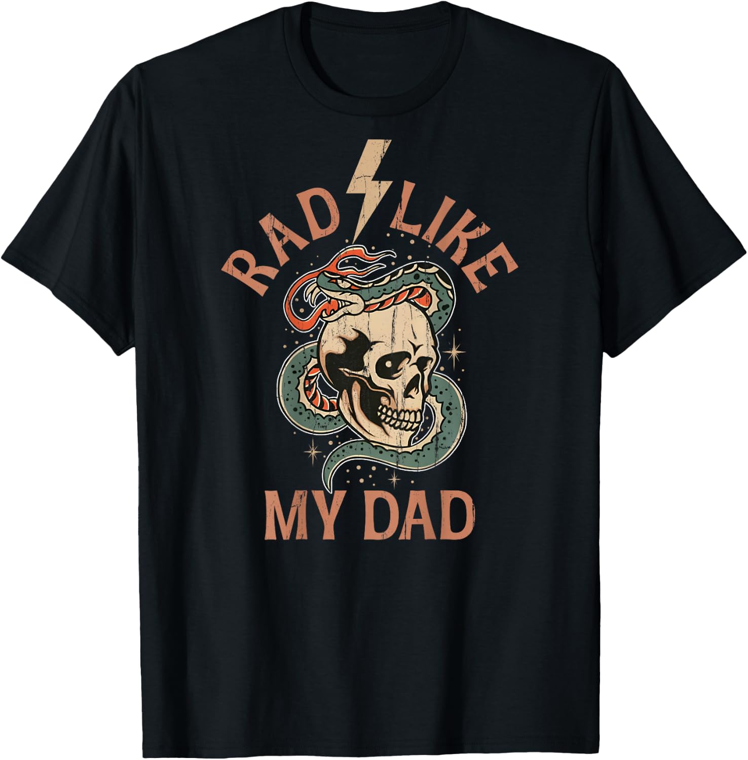 Rad Like My Dad, Funny Retro I Love My Dad - On Back T-Shirt - T-Shirt | Black