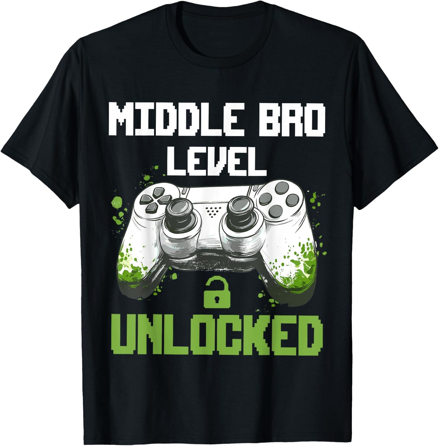 Pregnancy Announcement Middle Brother Level Unlocked T-Shirt - T-Shirt | Black