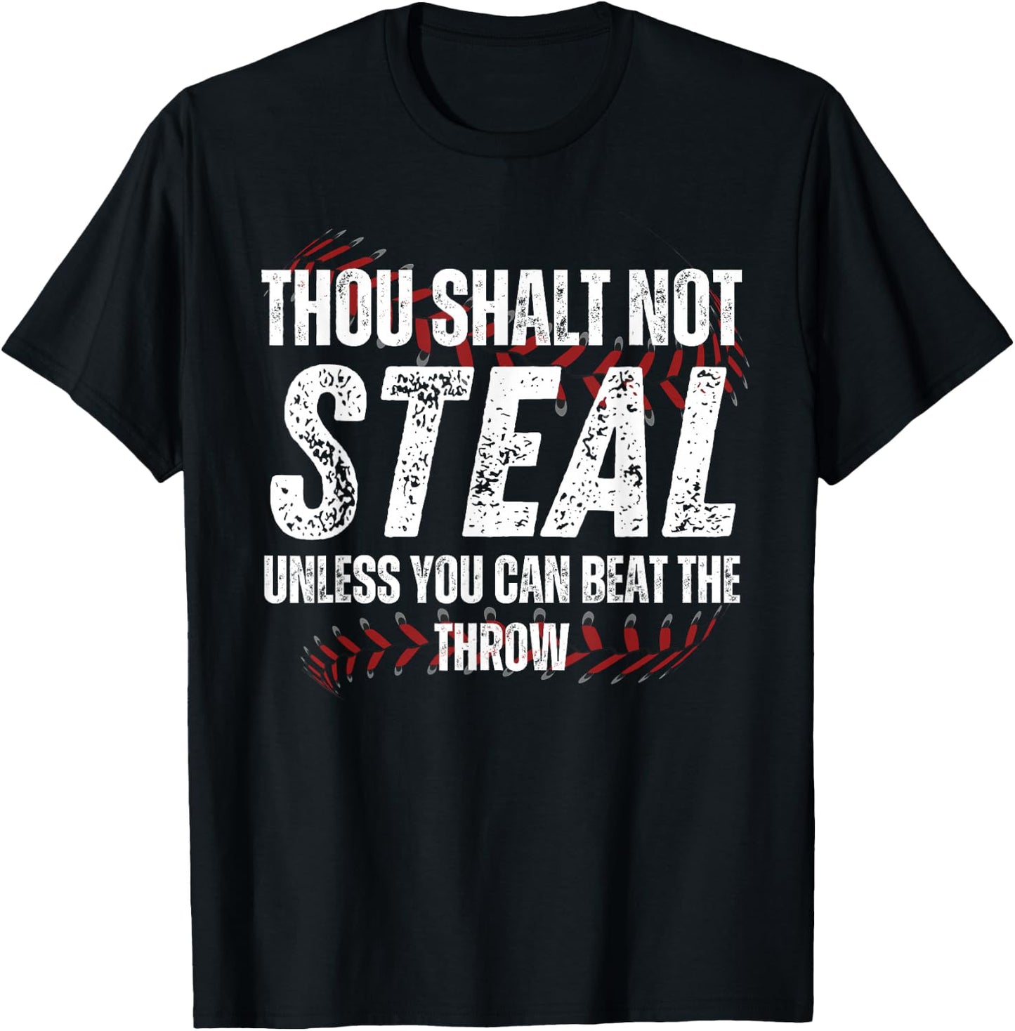 Baseball Coach Baseball Gifts Thou Shall Not Steal T-Shirt - T-Shirt | Black