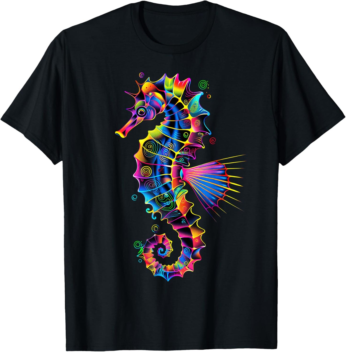 Seahorse Pop Art Colourful Aquarist Ocean Cute Seahorse T-Shirt - T-Shirt | Black