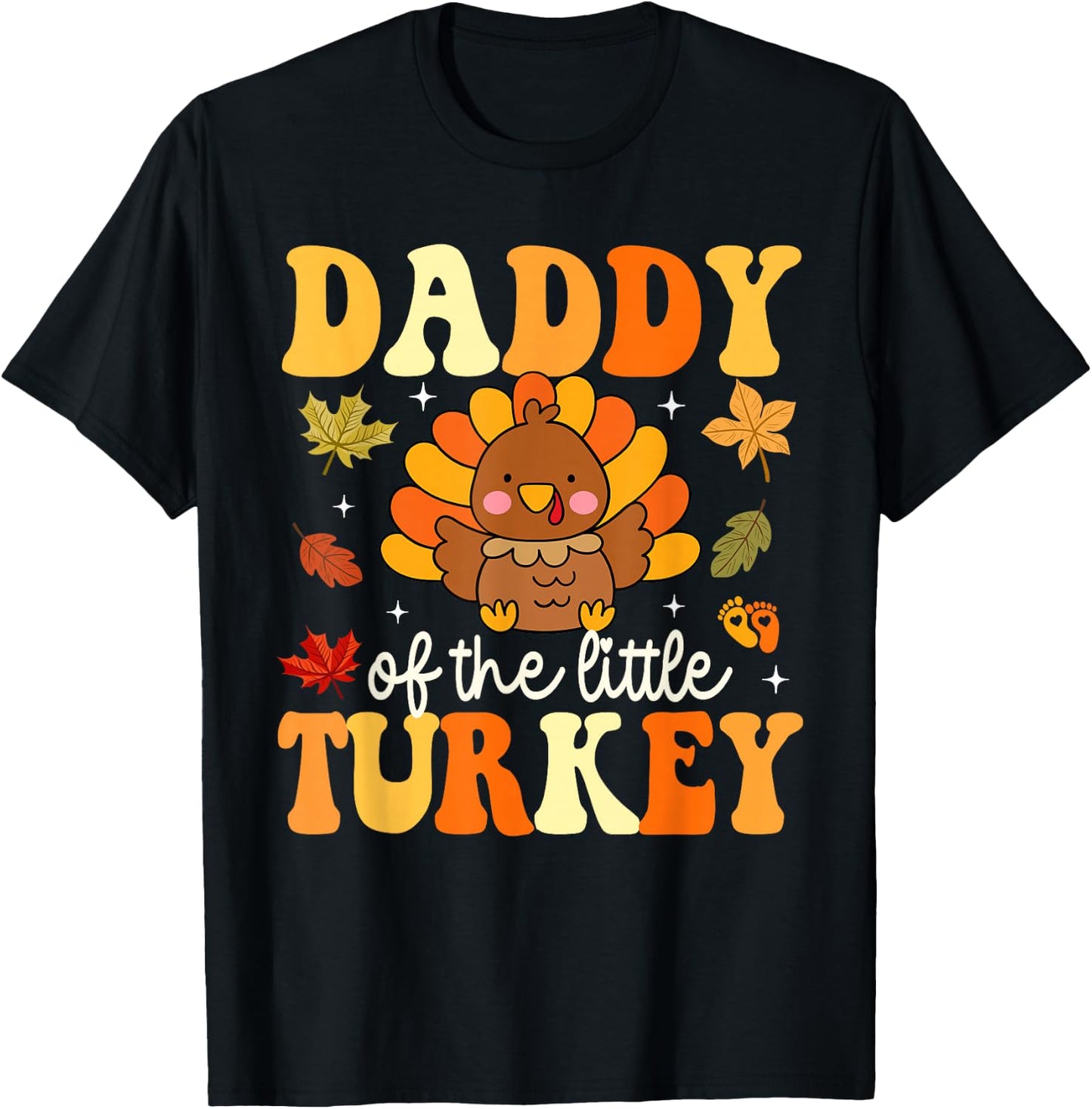 Daddy of the Little Turkey Thanksgiving Baby Shower Fall T-Shirt - T-Shirt | Black