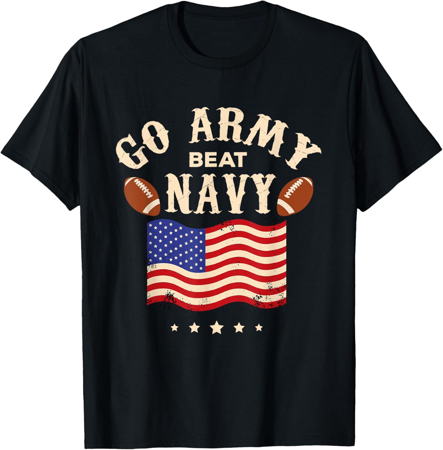 Vintage USA Flag Army Beat Navy-Flag Game Sports Football T-Shirt - T-Shirt | Black