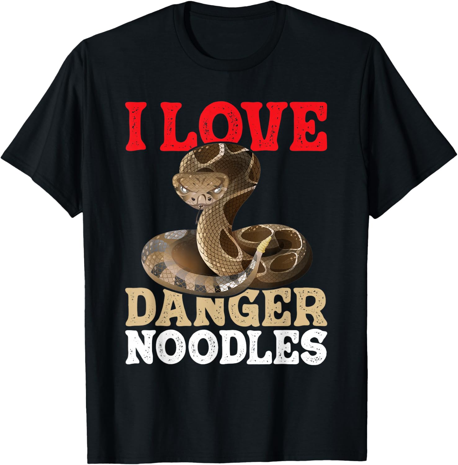 I Love Danger Noodles - Snake Lover Herpetologist Zoology T-Shirt - T-Shirt | Black