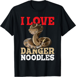 I Love Danger Noodles - Snake Lover Herpetologist Zoology T-Shirt - T-Shirt | Black