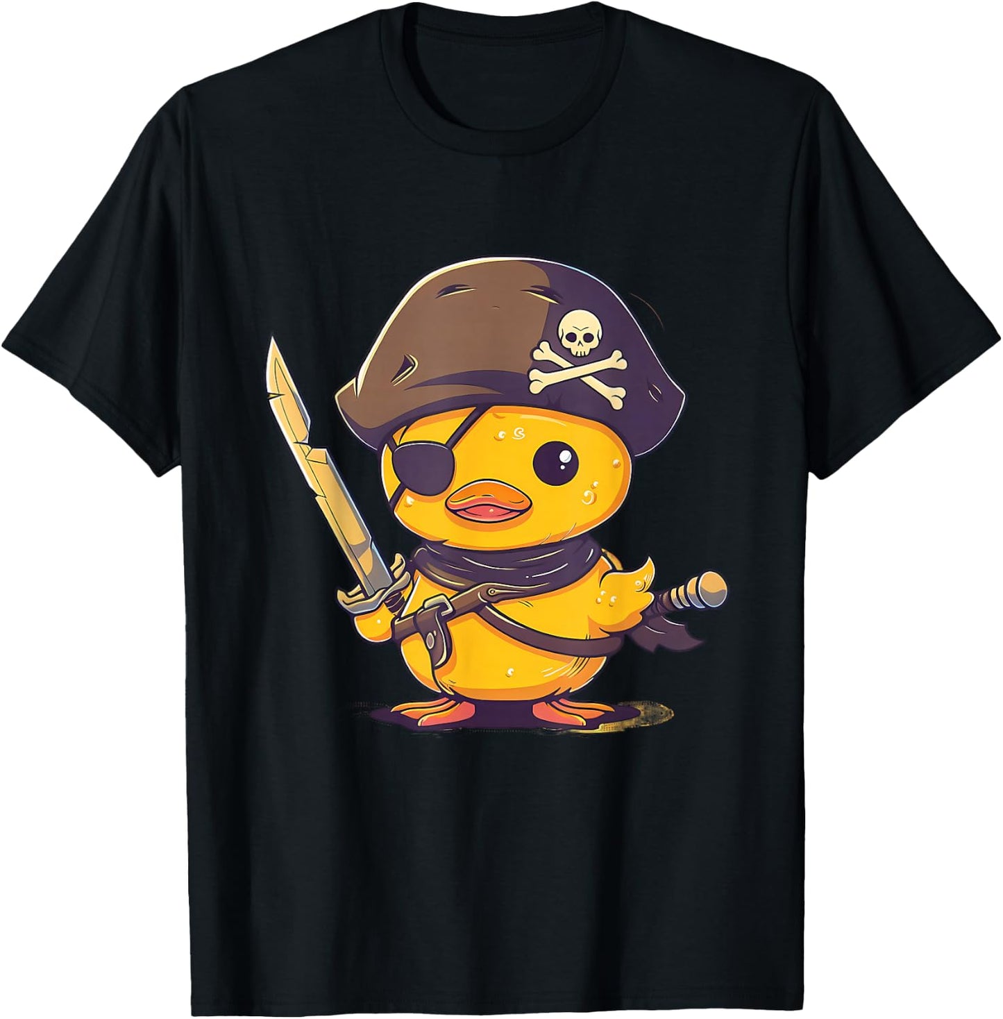 Rubber Duck Pirate Rubber Duckling Rubber Duckie Drawing T-Shirt - T-Shirt | Black