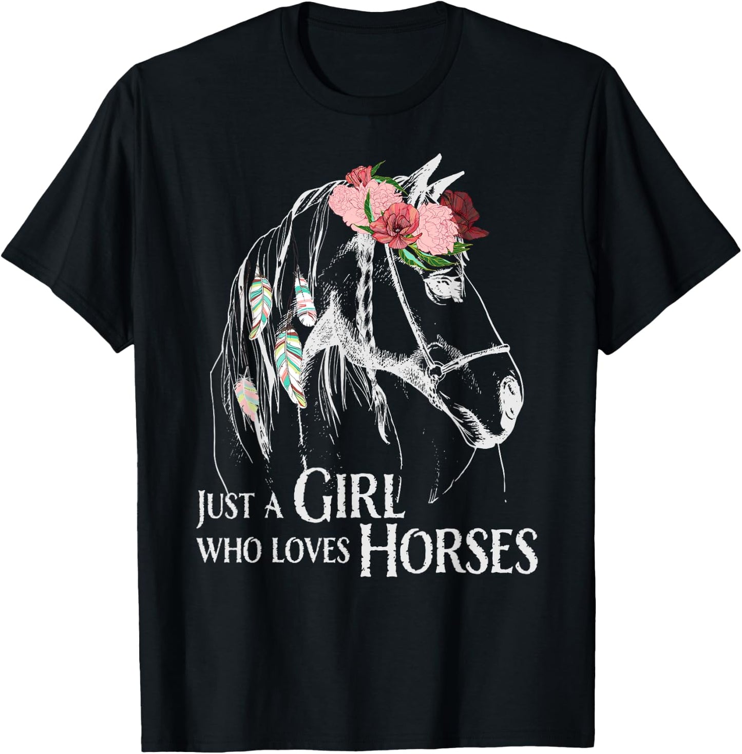 Horse Girl - Cute Pony - Crazy Horseback Riding Farmer Girls T-Shirt - T-Shirt | Black