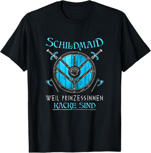 Women's with German Text "Weil Prinzessinnen kacke sind Wikingen" [German Language], black T-Shirt - T-Shirt | Black