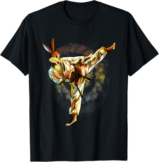 Karate Rabbit Easter Bunny T-Shirt - T-Shirt | Black