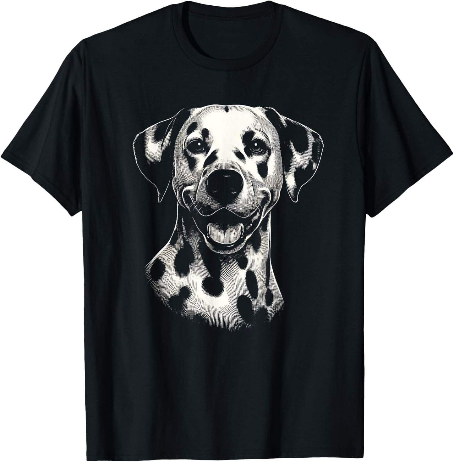 Dalmatian Dog Face Art Design and Men T-Shirt - T-Shirt | Black