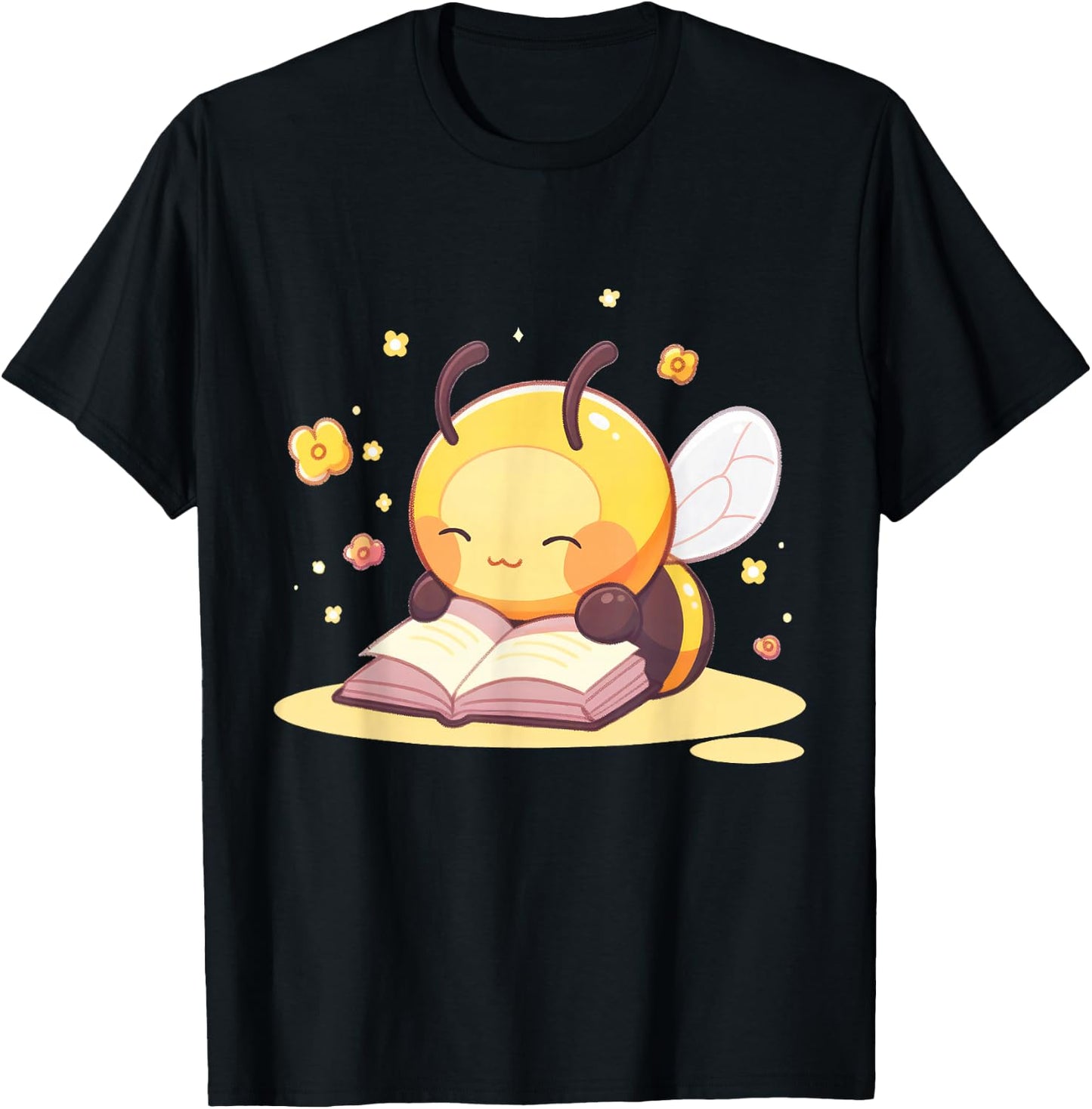 Cute Bee Reading A Book T-Shirt - T-Shirt | Black