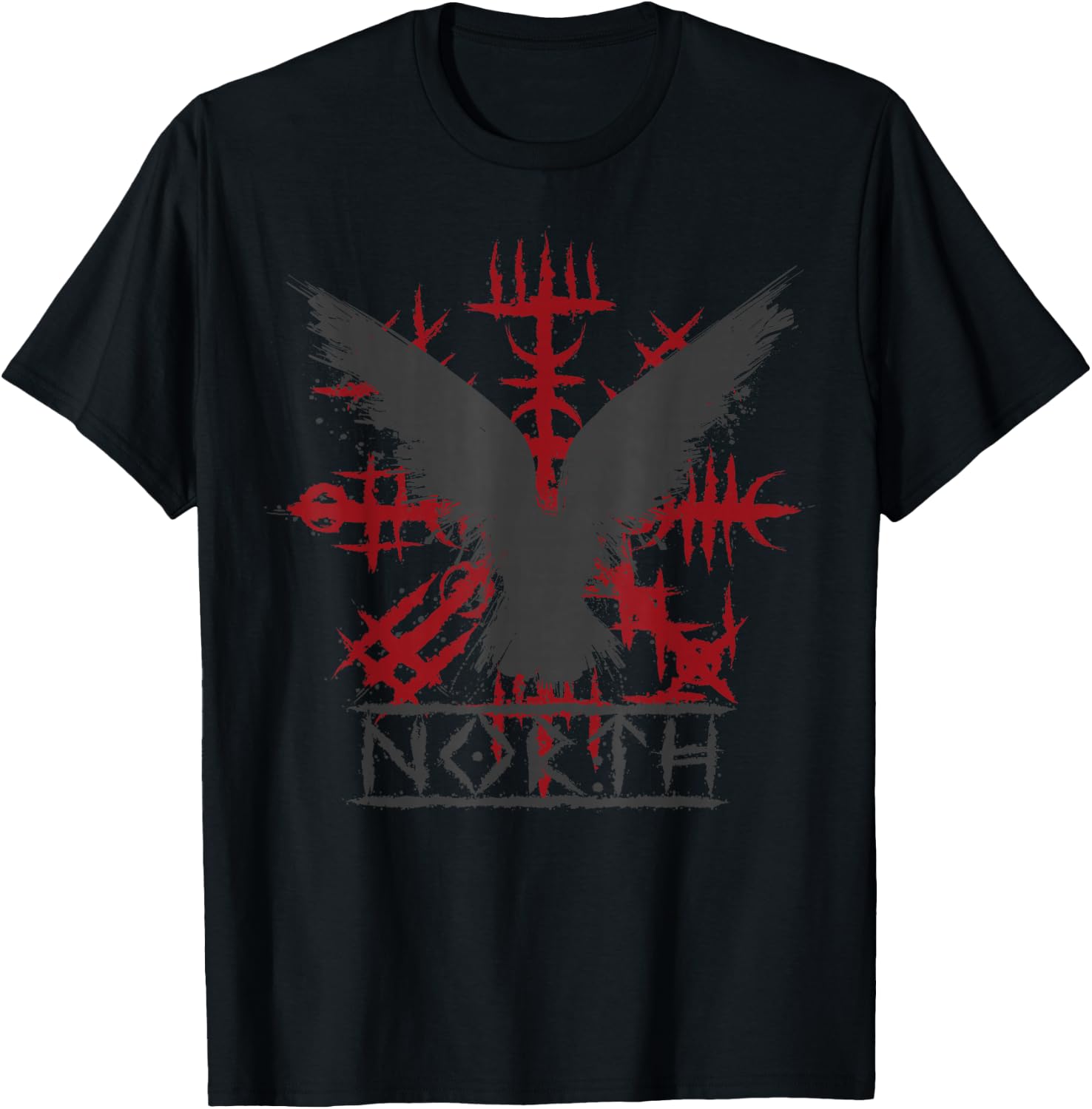 Retro Viking Symbol - Nordic Raven - Celtic Symbol - North T-Shirt - T-Shirt | Black