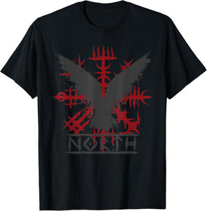 Retro Viking Symbol - Nordic Raven - Celtic Symbol - North T-Shirt - T-Shirt | Black