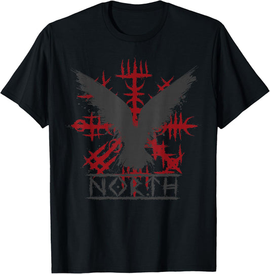 Retro Viking Symbol - Nordic Raven - Celtic Symbol - North T-Shirt - T-Shirt | Black