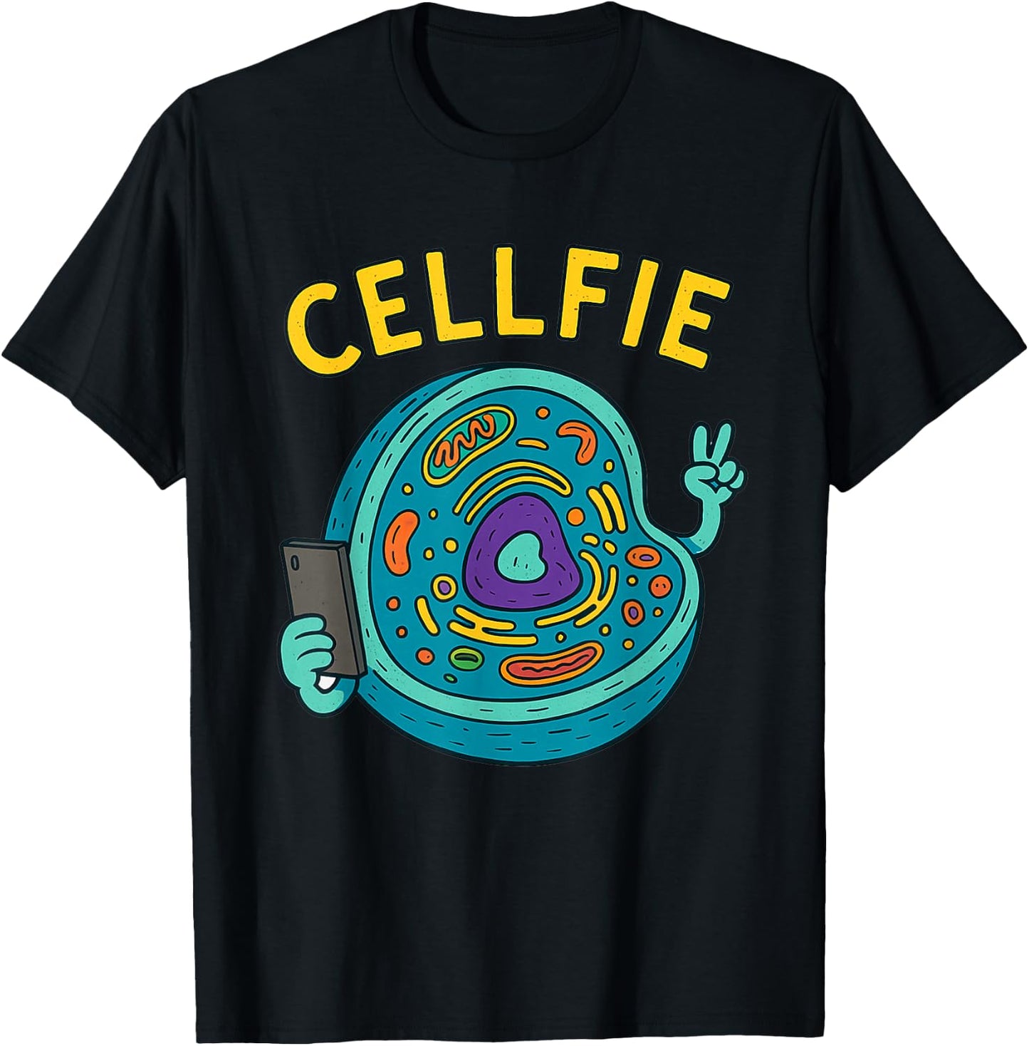 Cellfie Funny Biology Word Game Cell T-Shirt - T-Shirt | Black
