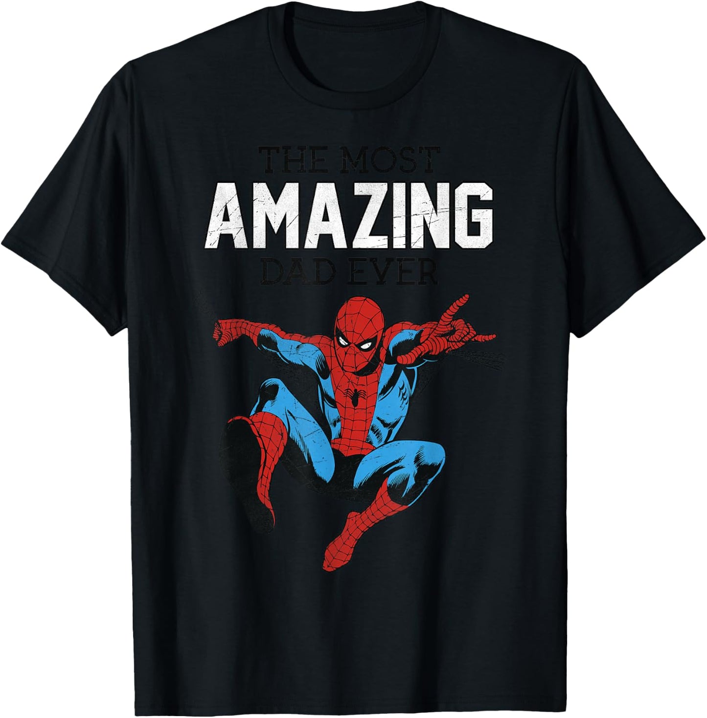 Marvel Spider-Man The Most Amazing Dad Ever Father's Day , Blue, S T-Shirt - T-Shirt | Black