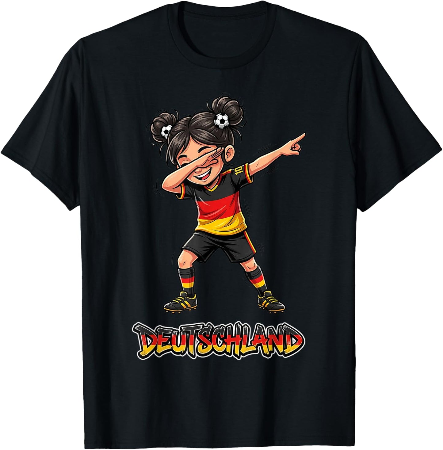 Flagge Deutschland Mädchen Dab Tanz T-Shirt - T-Shirt | Black