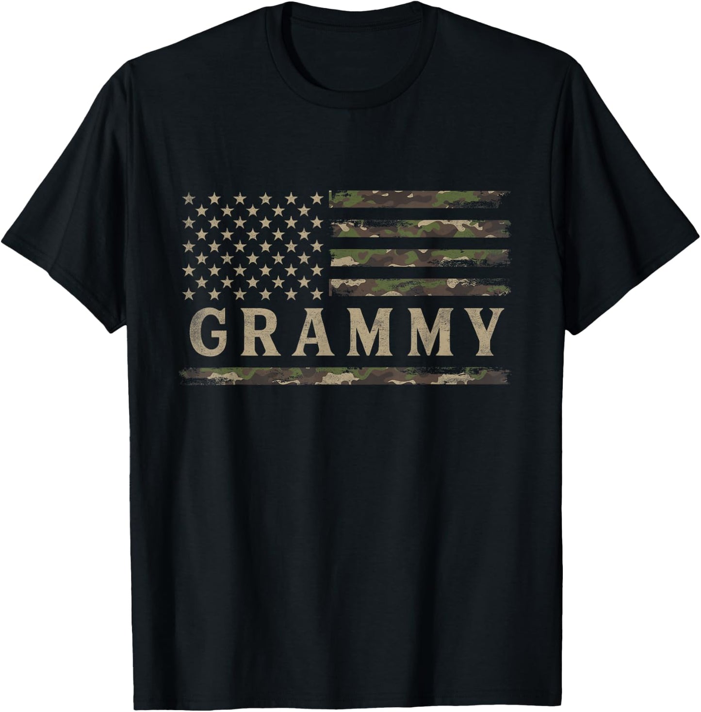 Camo Grammy Camourflage USA Flag Mothers Day Grandma T-Shirt - T-Shirt | Black