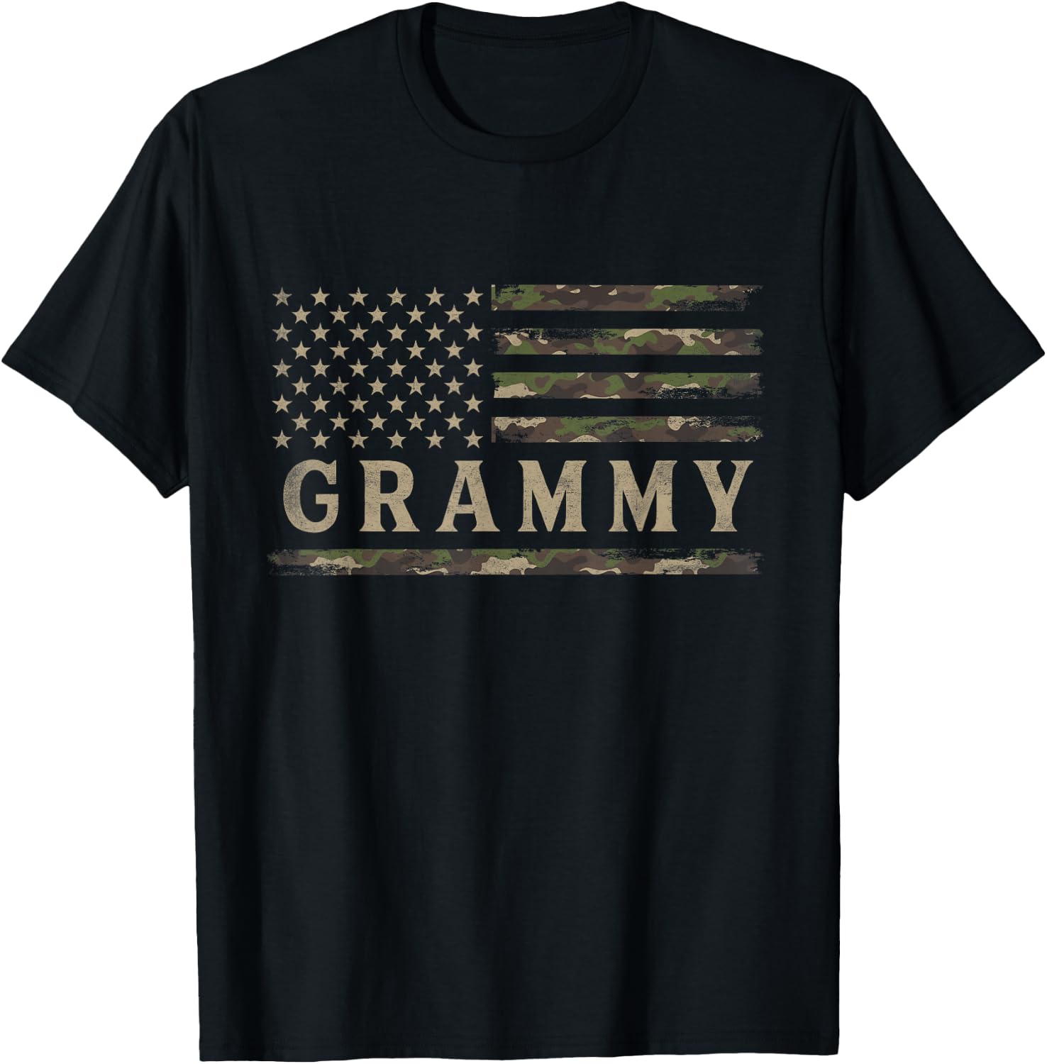 Camo Grammy Camourflage USA Flag Mothers Day Grandma T-Shirt - T-Shirt | Black