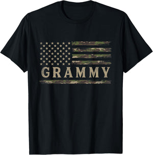 Camo Grammy Camourflage USA Flag Mothers Day Grandma T-Shirt - T-Shirt | Black