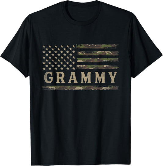 Camo Grammy Camourflage USA Flag Mothers Day Grandma T-Shirt - T-Shirt | Black