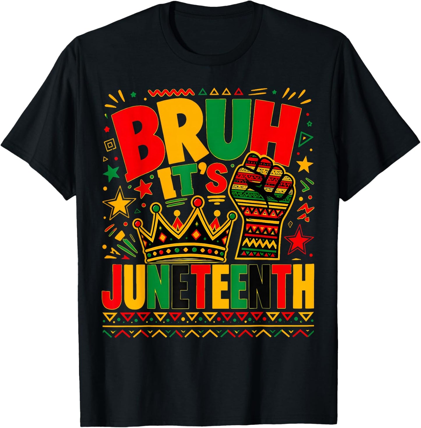 Juneteenth Boys Teens Kids Men Bruh It's Juneteenth 1865 T-Shirt - T-Shirt | Black